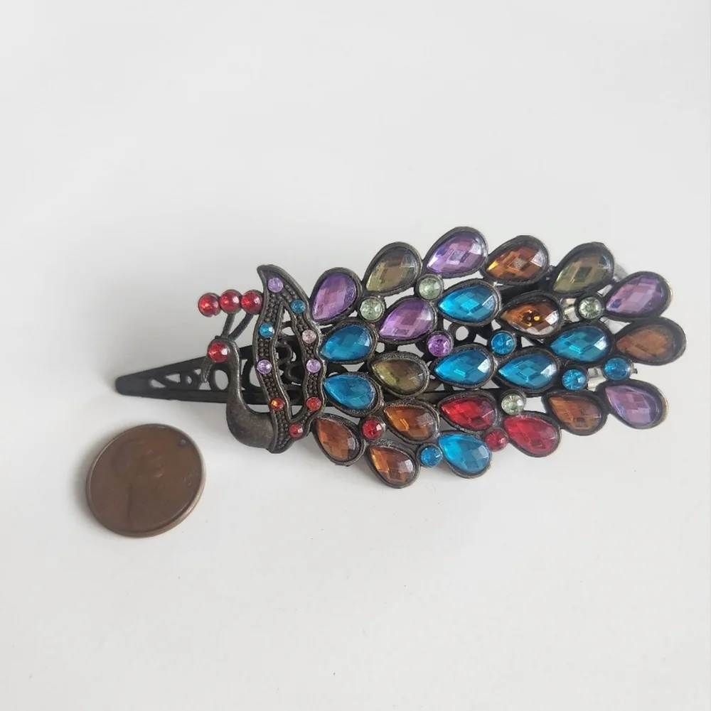 Vintage style Rhinestone  Hair Clip Barrette Multicolor